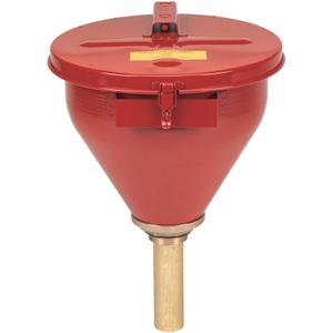 Justrite 2.6 Gallon Drum Funnel for Flammables with Emergency-Fusing Self-Closing Cover, Flame Arrester, and 2" Bung Hole Adapter, Made in The USA, 08207