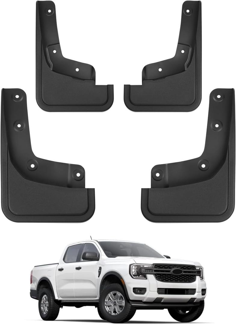 Autorder Mud Flaps Splash Guards for 2024 2025 Ford Ranger Accessories Mudflap Fender Flares Front and Rear Mud Guard Set 4PCS