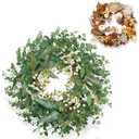 2PACK Spring Wreaths for Front Door Porch Wreath with Eucalyptus and Fall Pumpkin Berries Wreath for Indoor Outdoor Decor for Autumn Harvest Thanksgiving Holiday Celebrations