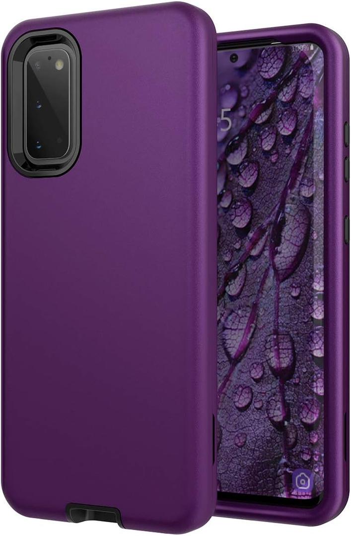 WeLoveCase Galaxy S20 Case, S20 5G Cover 3 in 1 Full Body Heavy Duty Protection Hybrid Shockproof TPU Bumper Three Layer Protective Case for Samsung Galaxy S20 5G 6.2 Dark Purple