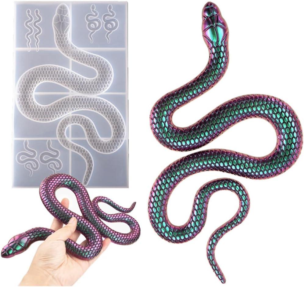 KyeeaDIY Large Snake Epoxy Casting Mold for Wall Hanging and Home Decoration, with 6 Small Snake Mold for Jewelry DIY Epoxy Mold for Earring, Keychain Crafts Decoration Making (1 Pcs)