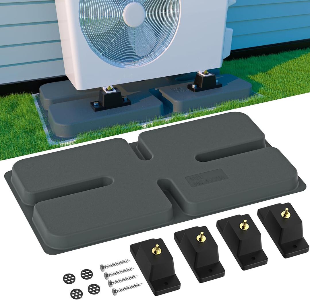 Mini Split Pad for Condenser: Ground Base with Anti Vibration Paver Pads for HAVC Accessories-Rubber Isolation Mat for Air Conditioner Outdoor Units Minisplit Heat Pump Systems 34.6"x18.1"x2"