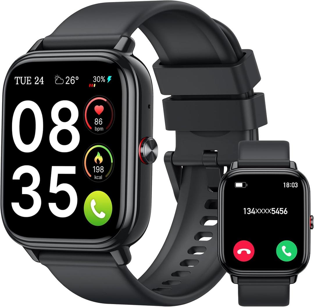 Smart Watch for Men Women (Answer/Make Calls),1.83" HD Touchscreen Fitness Tracker, 480Hrs Playtime,112+ Sports Modes,Fitness & Sleep Tracker,Health,Fitness Watch for Android/iOS,IP68 Waterproof,Black