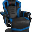 Massage Gaming Recliner Blue Height Adjustable Racing Swivel Chair with Cup Holder