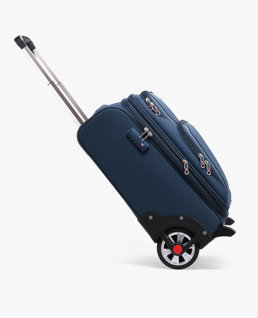 Laduga Softside Expandable Luggage with Large Steel Wheels Carry-On Luggage Suicase (Blue, 21-Inch)