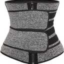 Corset Women's Body Shaper Seamless Sweat Sports Black Workout Waist Trainer (Double Belt Grey) 
S
