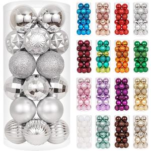 XmasExp 24ct Christmas Ball Ornaments Shatterproof Christmas Ornaments Set Decorations for Xmas Tree Balls 40mm/1.57 (1.57'', Silver)