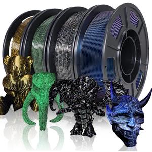 YOUSU 3D Printer Filament Galaxy PLA Filament 1.75mm, 3D Printing Filament Bundle, Multi Color PLA Filament Glitter 250g X 4 Color Pack