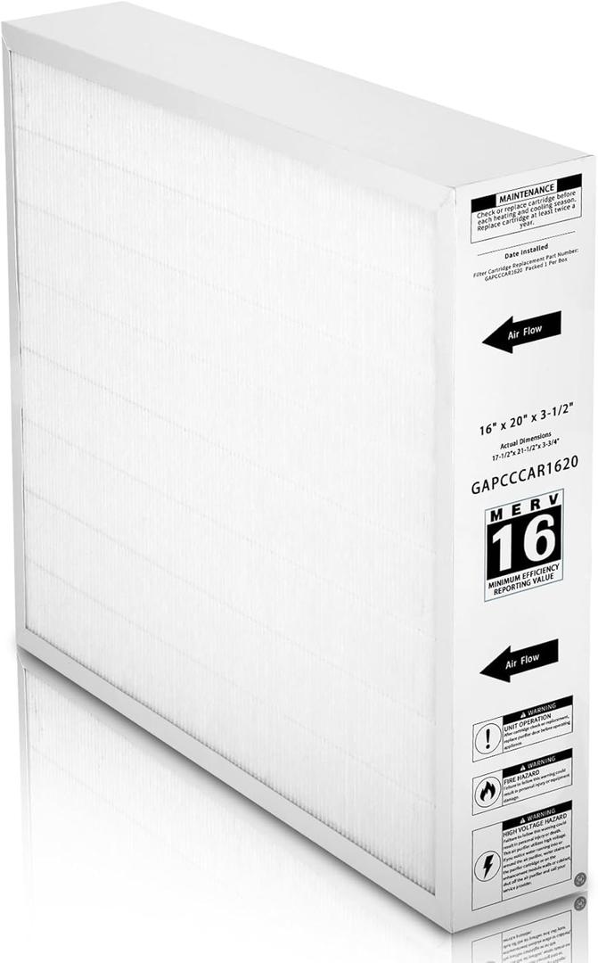 GAPCCCAR1620 MERV 16 Replacement Filter, 16" x 20" x 3-1/2" GAPCCCAR1620 Air Filter Compatible with Bryant/Carrier GAPBBCAR1620,GAPCCCAR1620,GAPAAXCC1620,GAPAAXBB1620,GAPABXCC1620,GAPABXBB1620 (White)