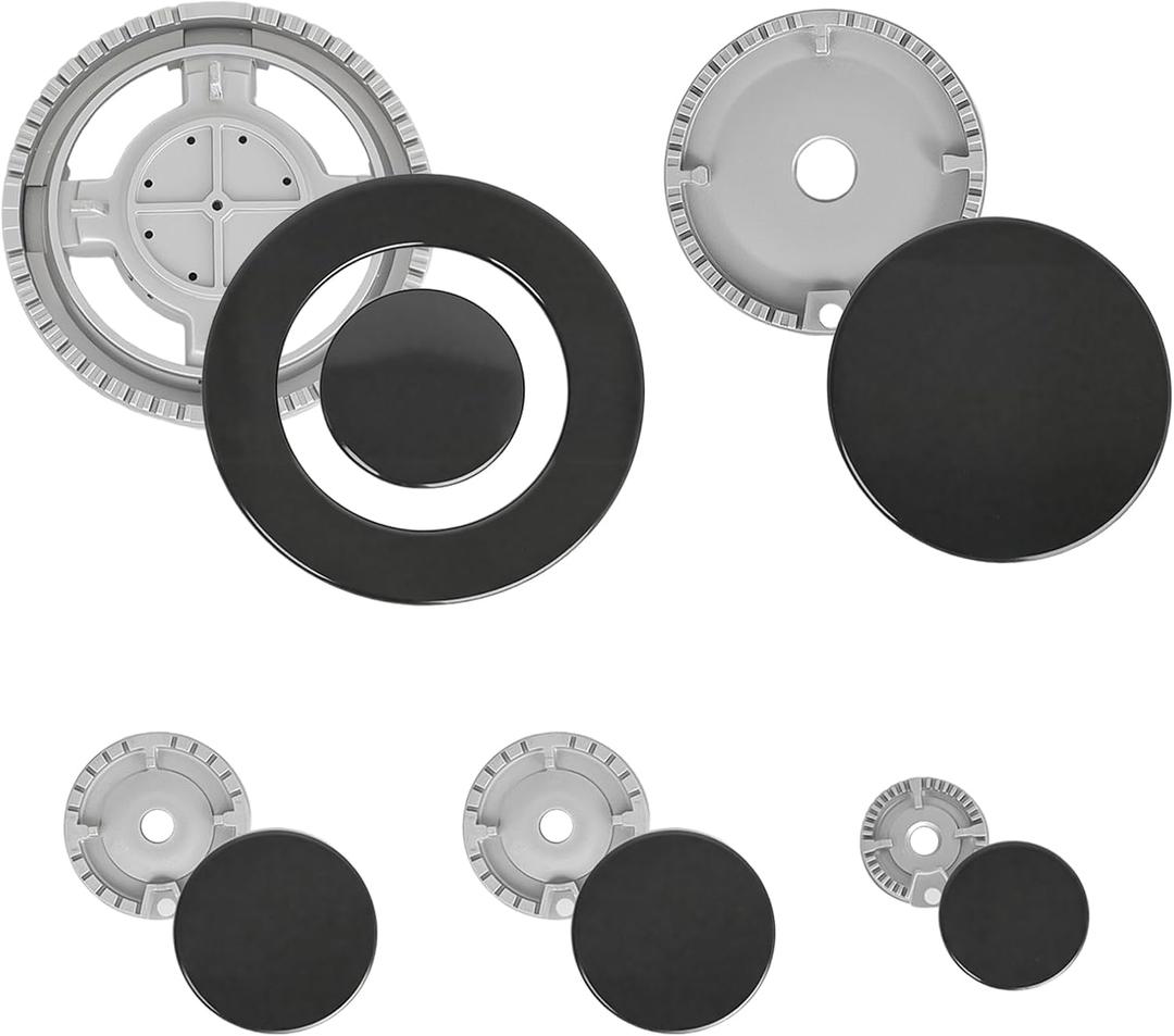 11PCS Gas Stove Burner Covers Cooker Hat Set, Comaptible for SA-BAF Gas Stoves, 1 Plus Large, 1 Large, 2 Middle, 1 Small, Lid Upgraded Gas Hob Burner Crown Flame Cap, Replacement Caps Stove Burner Hea