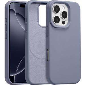 Magnetic for iPhone 13/14 Case 6.1", Premium Liquid Silicone Case,[Compatible with Magsafe][Soft Anti-Scratch Microfiber Lining],Slim Thin Shockproof Phone Cover-Lavender Gray