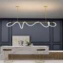 Modern LED Linear Pendant Light, DIY 59 inch Gold Chandelier, with Remote Height Adjustable Ceiling Hanging Dining Room Light Fixture, Kitchen Island Lighting, Restaurant Long Hose Lamp