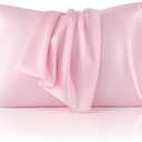 Bedsure Satin Pillowcase 2 Pack Similar to Silk Pillow Cases Standard Size, Pink Pillow Case Covers with Envelope Closure, Home Decor Valentine Gifts for Women Girls,20x26 Inches, Pack Of 2