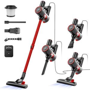 Corded Stick Vacuum Cleaner, 25Kpa Powerful Stick Vacuum, 2 in 1 Vacuum Cleaners,1.2 L Dust Cup, Corded Handheld Vacuum Pet for Hair, Short-Pile Carpet, Hardfloor (Red)