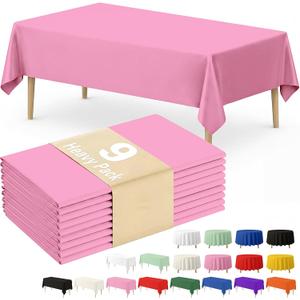 Fixwal Pink Plastic Table Cloth Disposable 54 x 108 Inch, Waterproof Rectangle Tablecloth 9 Pack for Party, Mothers Day, Picnic, Birthday