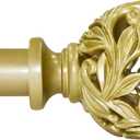 Curtain Rods 36 to 120 inches (3-10 ft), 1 Inch Diameter Adjustable Heavy Duty Curtain Rods with Decorative Openwork Carved finials for Home Decorative Curtain Rod Gold