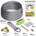 Heavy Duty Picture Wire Hanging Kit - D-Ring, Screws, Hanging Hooks,Level. Supports up to 100 lbs 50+ Feet (15.25M) Stainless Steel Wire Hanger