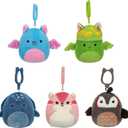 Squishmallows Original Clip 5-Pack  Boyle Fruit Bat, Dianalee Chipmunk, Theodore Roadrunner, Earling Mushroom Bat, Truman Turtle (Style 3)