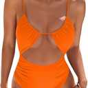 Blooming Jelly Womens One Piece Swimsuit Tummy Control Bathing Suit Sexy Flattering Cheeky High Cut Out Cute Ladies Swimwear (XX-Large, Orange)