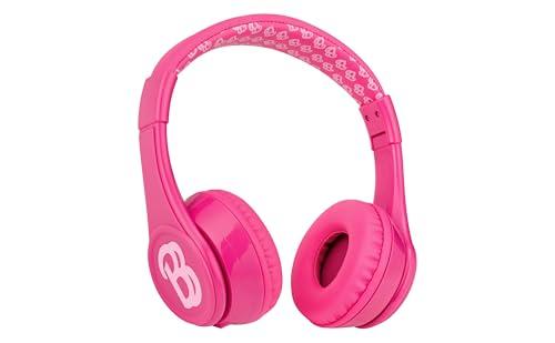 eKids Barbie Bluetooth Headphones, Pink Wireless Headphones with Microphone Includes Aux Cord, Volume Reduced Kids Foldable Earphones for School, Home, or Travel