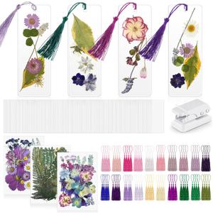 376 Pcs DIY Bookmark Making Kit, 150 Bookmark Laminating Pouches Bulk with 150 Tassels and Puncher DIY Projects Party Favor Gift for Reading Women Book Lovers(2 x 6 Inch,Purple)