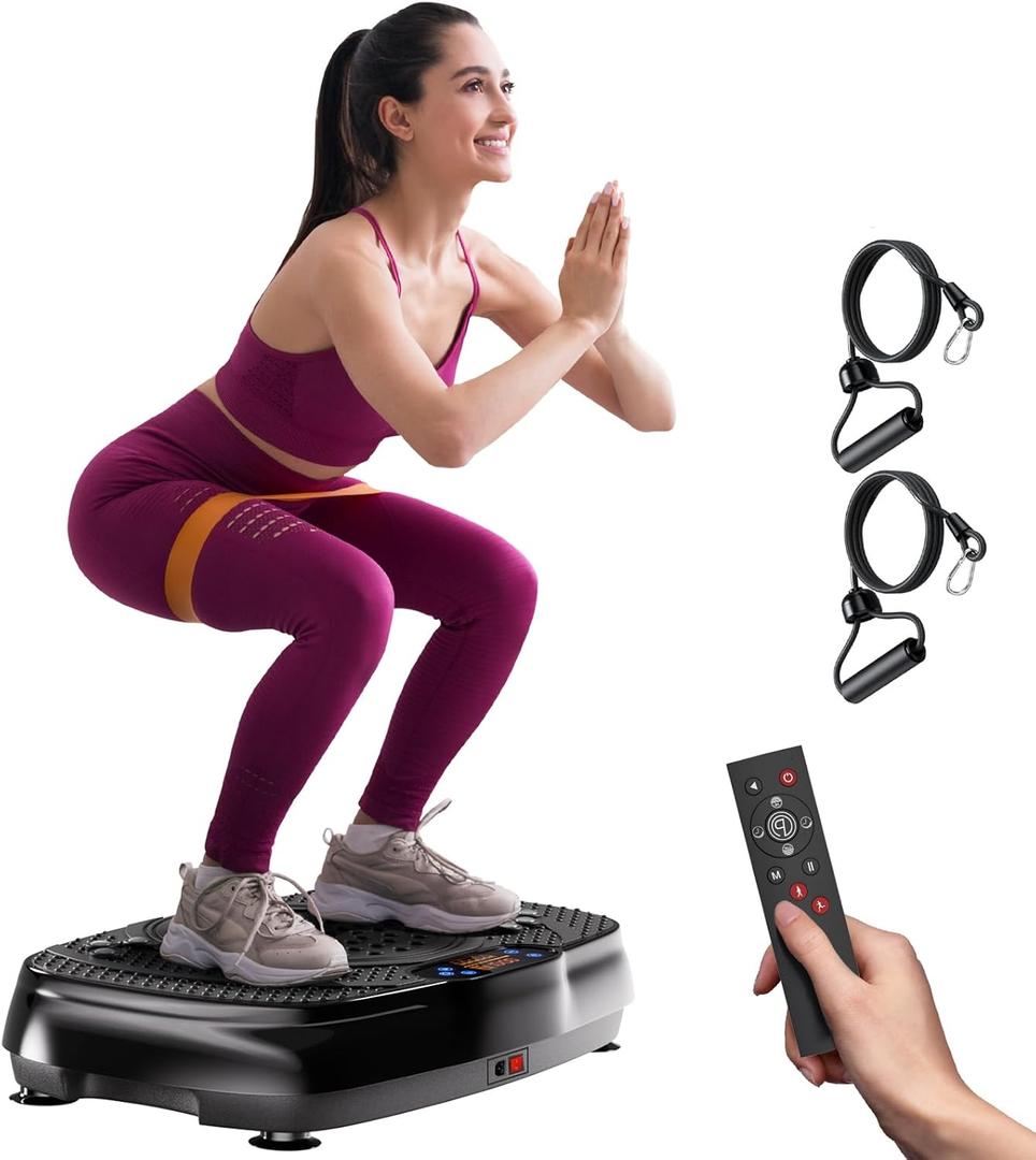 Vibration Plate Exercise Machine: TISSCARE Vibrating Plates for Weight Loss and Lymphatic Drainage, 400lbs Shake Plate Whole Body Workout Platform for Home Fitness Fat Burner Gifts (Black)