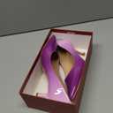 JOY IN LOVE Women's Shoes Low Heels Pointy Toe Kitten Heel Daily Pumps (7, White Purple Patent)