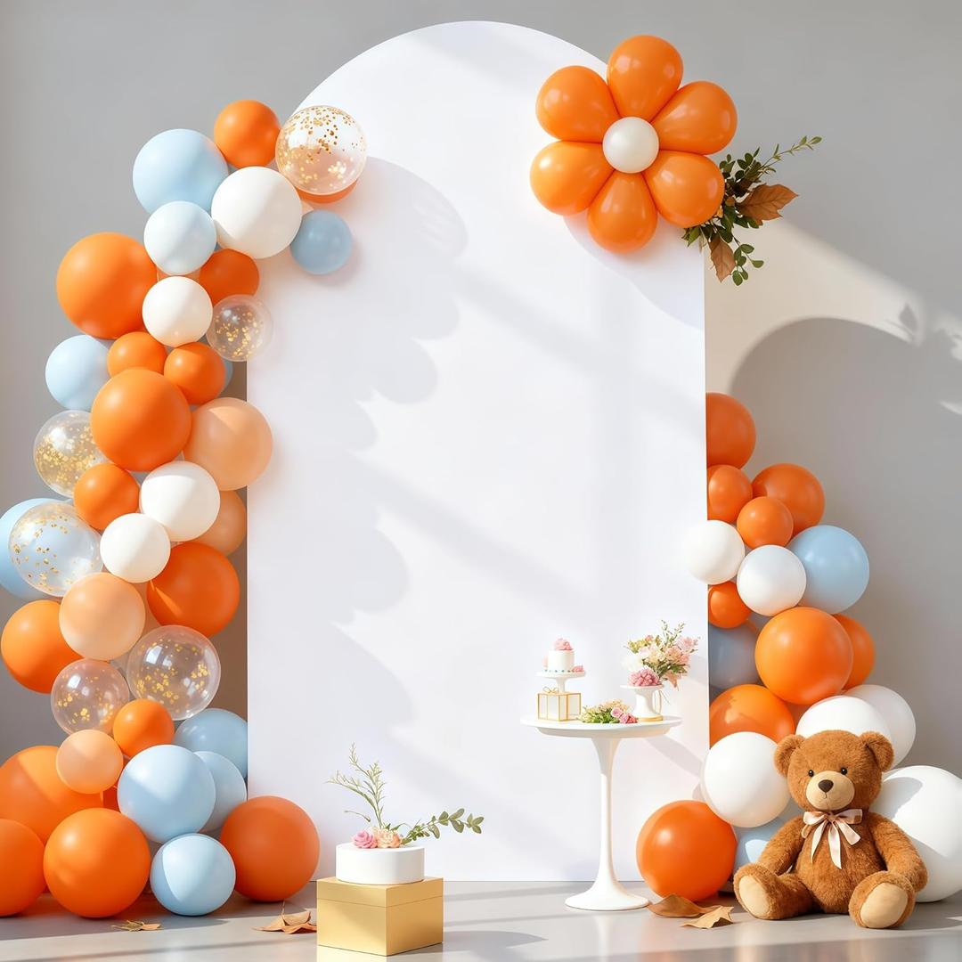 7.2FT White Arch Backdrop Cover - Polyester Fitted Wedding Arch Stand Covers Round Top Chiara Backdrop Arch Cover for Birthday Party Banquet Photo Background Decoration