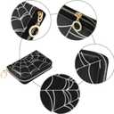 Spider Web RFID Credit Card Holder Wallets Accordion for Women Leather Zipper Card Case Accordion Wallet for Ladies Girls