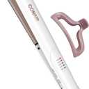 Conair Double Ceramic Flat Iron, 1-Inch Flat Iron Hair Straightener with Claw Clip, 5 Heat Settings, Extra-Long Floating Plates, White