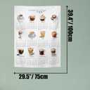 2026 Coffee Calendar Tapestry, 70x100cm Drink Wall Hanging, Modern Home Decor with Hook & 3M Adhesive for Kitchen Office Coffee Bar