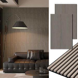 Art3d 2-Pack 48" x 24" Acoustic Wood Panels for Wall, Soundproof Wood Slat Panel for Wall and Ceiling, 3D Fluted Sound Absorbing Paneling for Interior Wall Decor, Living Room, Bedroom - Oak