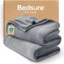 Bedsure Fleece Blanket Twin Blanket Grey - 300GSM Soft Lightweight Plush Cozy Twin XL Blankets for Bed, Sofa, Couch, Travel, Camping, 66 inch X 90 inch