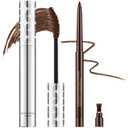 2PCS Brown Mascara for Older Women 60 Plus and Eyeliner Pencil Set,Mascara Volume and Length for Mature Women,Cream Eye Liner Gel Pencil,Waterproof Smudge Proof Long Lasting