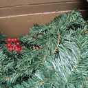 Extra Thick & Lush - 9 Ft by 12 Inch Prelit Christmas Garland with 50 Lights Timer, Real Touch Cedar Garland, 175 Tips Realistic Soft Battery Operated Red Berry Pinecones Xmas Garlands Indoor Outdoor