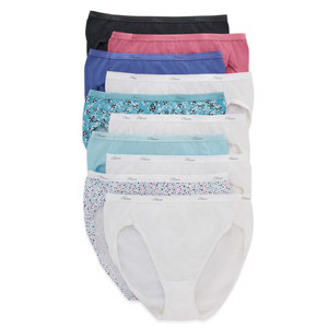 Hanes Women's Cotton Hi Cut Panty (Pack Of 10) bikini underwear, Assorted, 7 US