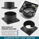2 Pack Black Cast Aluminum Pier Base Adapter for 3" Diameter Stub Post, Outdoor Deck Porch Patio Accessory Mount