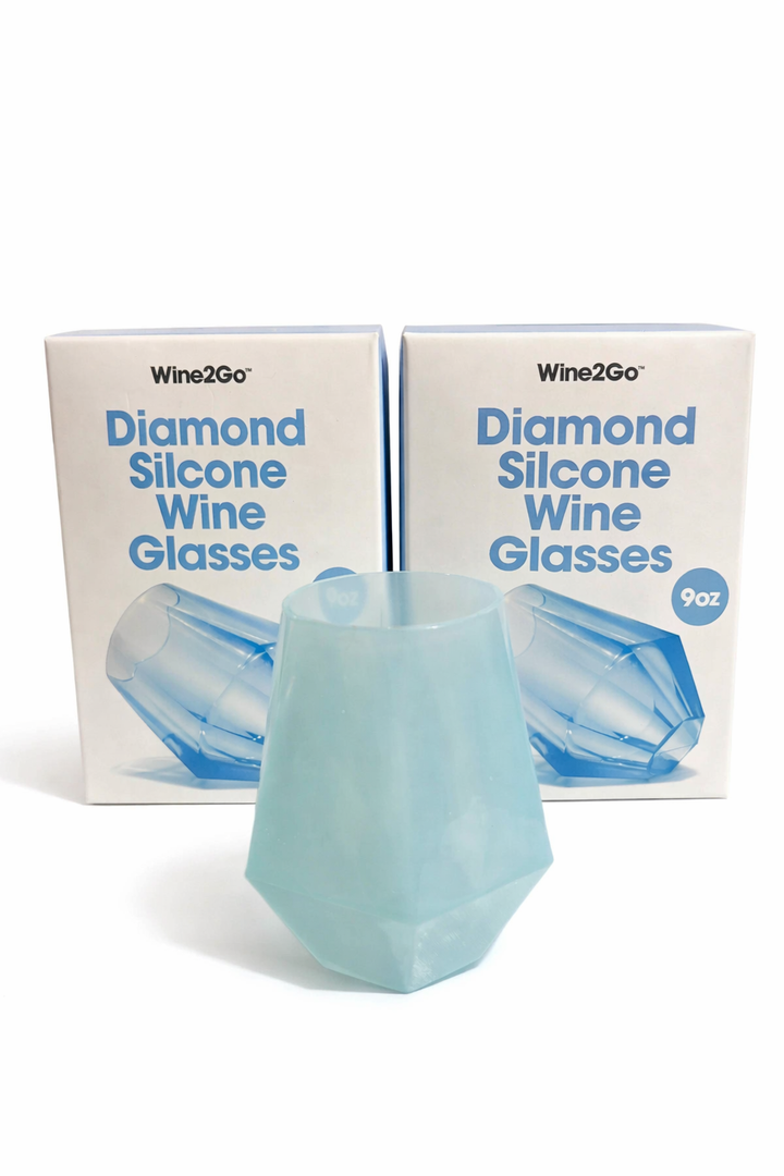 Wine2Go Diamond Silicone Wine Glasses 9oz 2Pack
