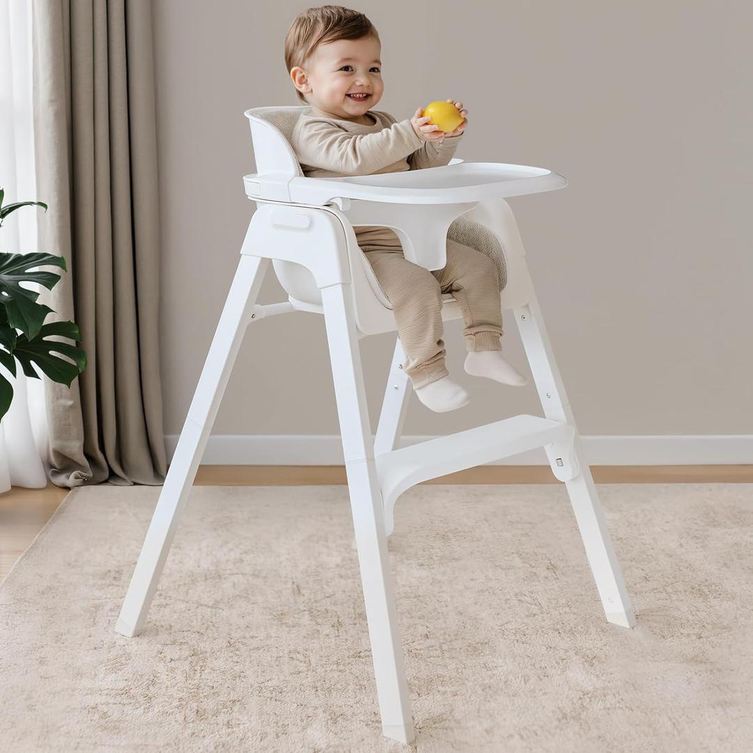 Fodoss 4 in 1 Foldable High Chairs for Babies and Toddlers with Waterproof Cushion, Easy to Clean Baby Chair for Eating, Feeding Chair (White)