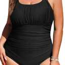 Daci 22 Plus Size, One Piece Swimsuit - Women's Tummy Control Bathing Suit Retro Full Coverage Swimwear 2025 (Black)