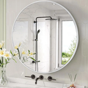 Round Wall Mirror 24 Inch, White Framed Circle Mirrors for Bathroom, Bedroom, Living Room or Entryway (White)
