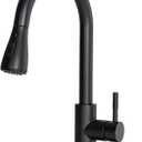 Matte Black Kitchen Faucet with Pull Down Sprayer, Single Handle Pull Out Kitchen Faucet, Stainless Steel Kitchen Sink Faucet for Bar Laundry RV Farmhouse