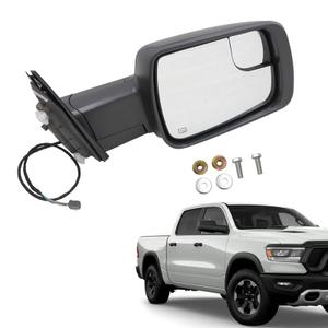 SecosAutoparts Passenger Right Side Mirror Compatible with 2019-2024 Ram 1500, Power Heated Glass, Manual Folding, Black Textured, 5-Pin Connector, Replaces 68276498AH CH1321471