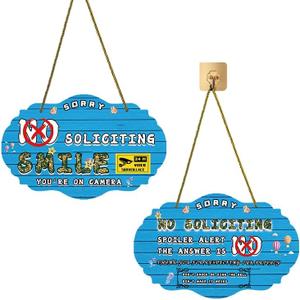 Blue Ultimate No Soliciting Sign for Front Door Hanging - Do Not Knock, Ring Doorbell, or Solicit Business - Deterrent House Sign, 30 * 19CM-No Soliciting