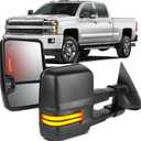 OCPTY Towing Mirrors Power Heated Left Driver Right Passenger Side Tow Mirrors Fit For 2003-2006 For Chevy Silverado For Gmc Sierra Pickup All Models With Led Turn Signal Running Light With Black 