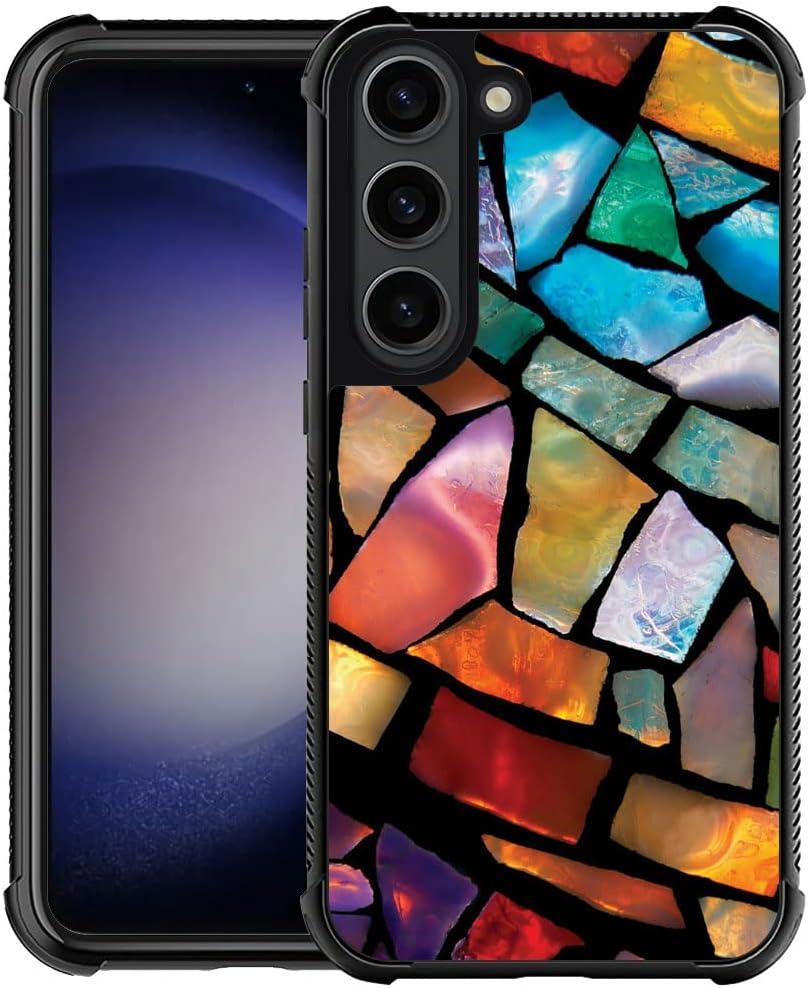 ZHEGAILIAN Case Compatible with Samsung Galaxy S23 Plus Case,Stained Glass Mosaic Fiesta Fun Graphic Design Acrylic Shockproof Anti-Scratch Hard Case for Samsung Galaxy S23 Plus