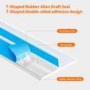 2 x T-Shaped Rubber Weather Stripping Door Seal Extra Thick 2mm, 1.38 in x 20 Ft Heavy-Duty Alien Draft Seal Insulation Tape for Doors, Windows and Glass Shower Sweep Gaps(Clear)