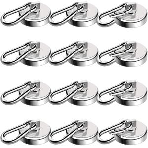 E BAVITE Carabiner Magnetic Hooks, 110LBS Strong Magnetic Hooks Heavy Duty with Swivel Carabiner Hook, for Hanging for Cruise, Garage, Kitchen, Refrigerator, Locker (12-Pack)