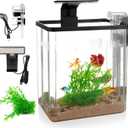 1.5 Gallon Aquarium Starter Kits - Plastic Fish Tank Kit Clear Beta Fish Tank Small with Filteration Oxygenation, Water Circulation, Lighting - Beginner's Gift for Guppy, Shrimp, Goldfish
