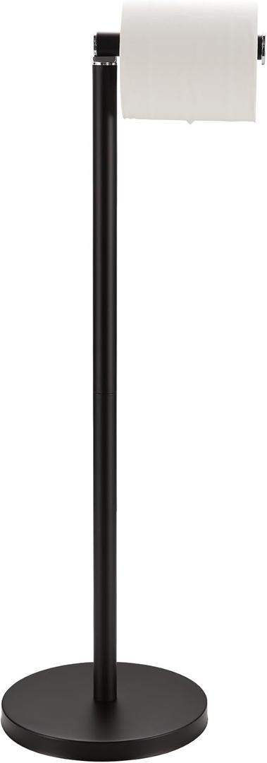 Toilet Paper Holder Stand, Matte Black 304 Stainless Steel,Free Standing for Bathroom,Weighted Base